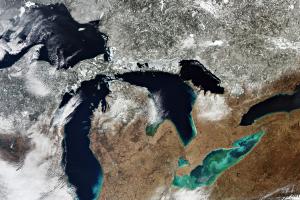 An ESA satellite image of North America's Great Lakes