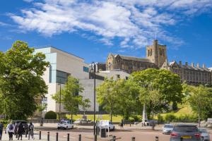 Memorial arch, Main Arts and Pontio, Bangor University