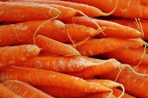 Close-up of lots of clean carrots