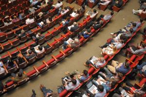 People sitting in a conference venue