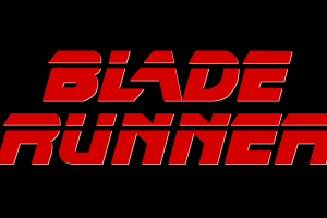 Red words on black background - Blade Runner