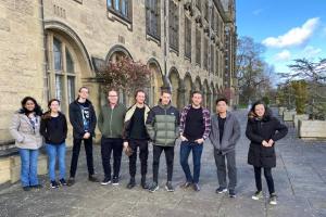 Students from the AIMLAC doctoral training centre outside Bangor University (Computer science)
