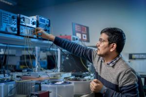 Man working with electronics