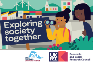 Logo of Festival of Social Sciences with the theme for the year Exploring Society Together