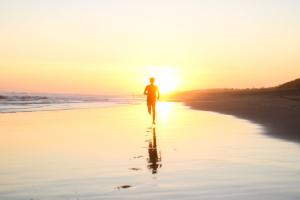 Jogging on beach