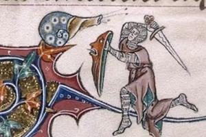a knight battles a snail illustration