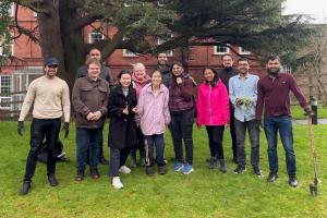 Students in front of Neuadd Rathbone