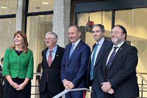 From left: Simon Harris, Ireland’s Minister for Further and Higher Education, Research, Innovation and Science; Julie James MS, Rt Hon Mark Drakeford MS, Tánaiste Micheál Martin, Lesley Griffiths MS and Vaughan Gething MS  