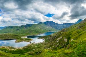 Landscape panorama of Eryri National Park in North Wales