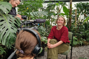 University Professor Julia Jones being filmed for Panorama