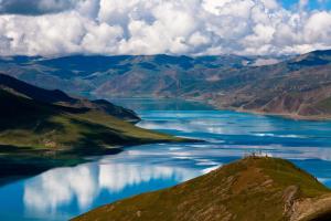 Large lake within mountains