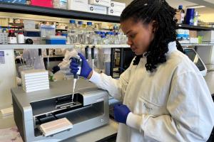 North Wales Medical student using the equipment for the cancer research project