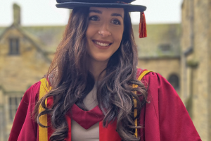 Seren Evans in graduation gown with cap