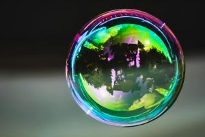 One bubble with outside view inside 