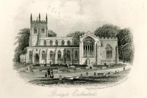 Old photo of Bangor Cathedral