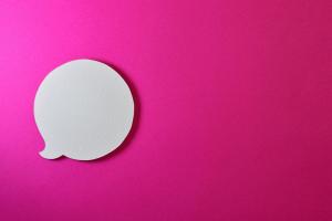 Pink background with speech bubble