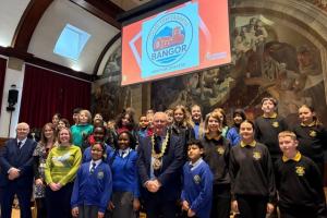 School participation: Ein Harglwyddes, Friars, St Gerards, Cae Top, Faenol, Hirael, Llandygai with Mayor Cllr Medwyn Hughes.  