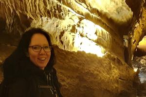 Johanna Paijmans in a cave.