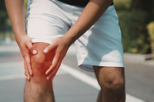 Close up of injured knee