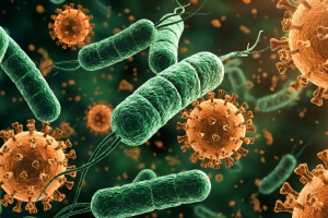 Various viruses under a microscope