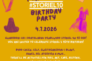Poster advertising an event at Storiel Bangor 