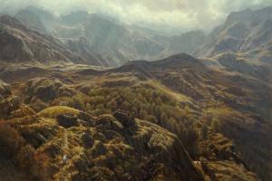 Picture of David Woodford painting 'Into Cwm Idwal'. 