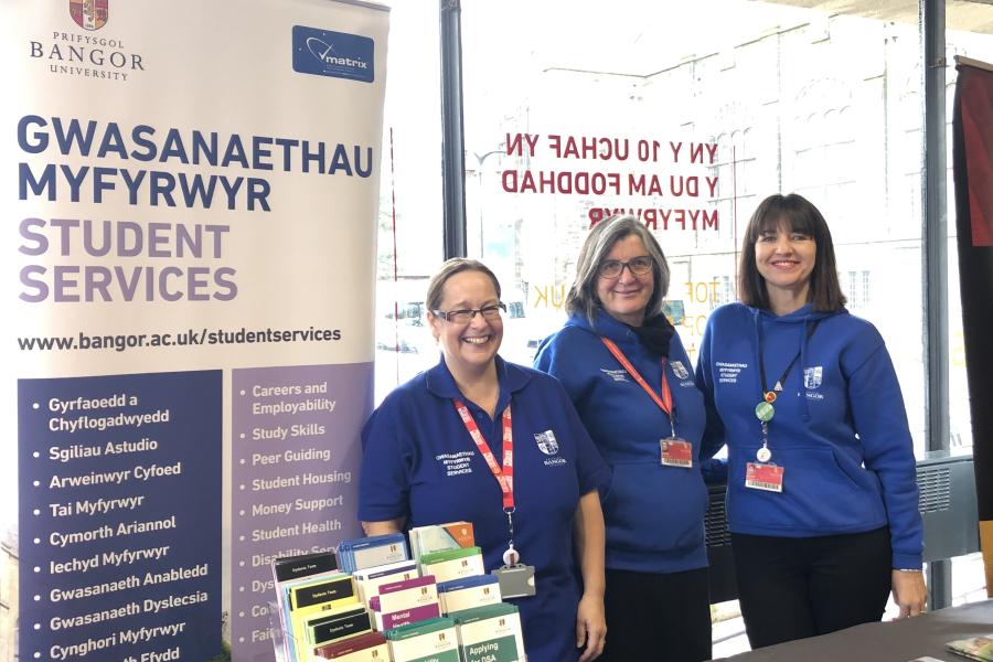 Student Services staff at the information stands during an Open Day