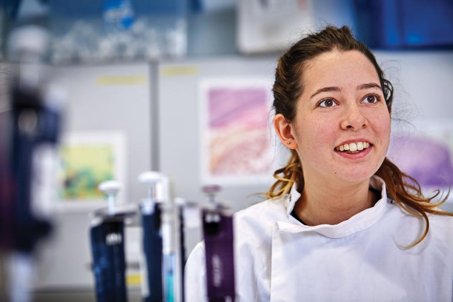 A student working in the lab