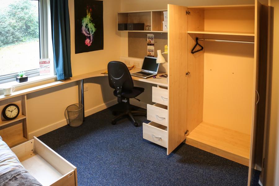 Storage space in a large room in Adda halls of residence, Ffriddoedd Student Village