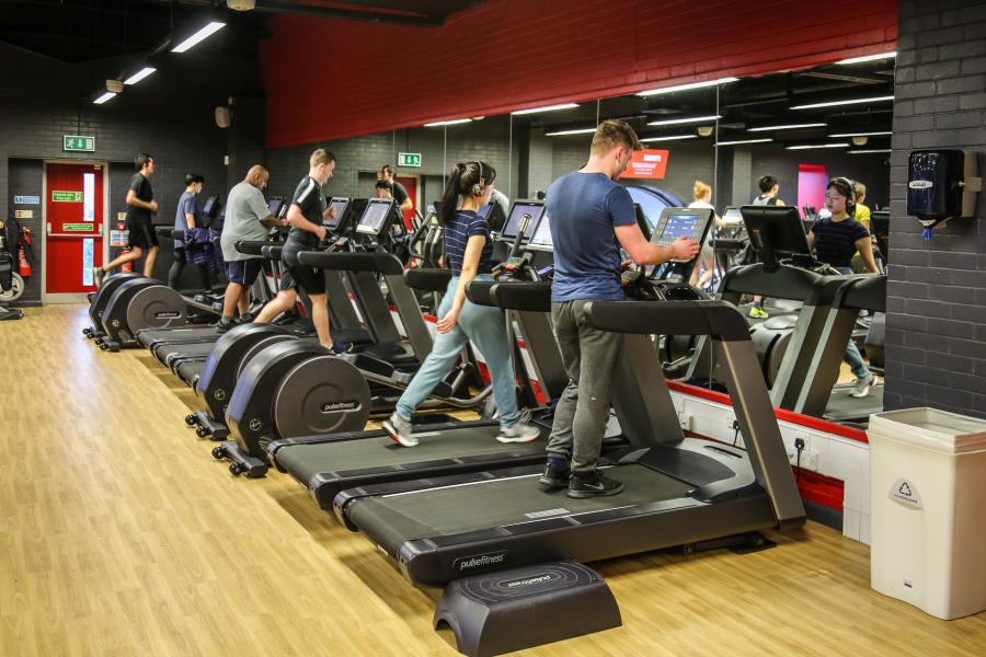 Students using the gym facilities at Canolfan Brailsford