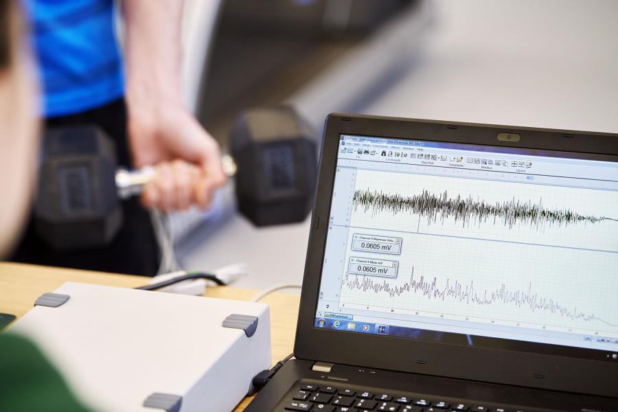 Laptop during a study in a Sports Lab