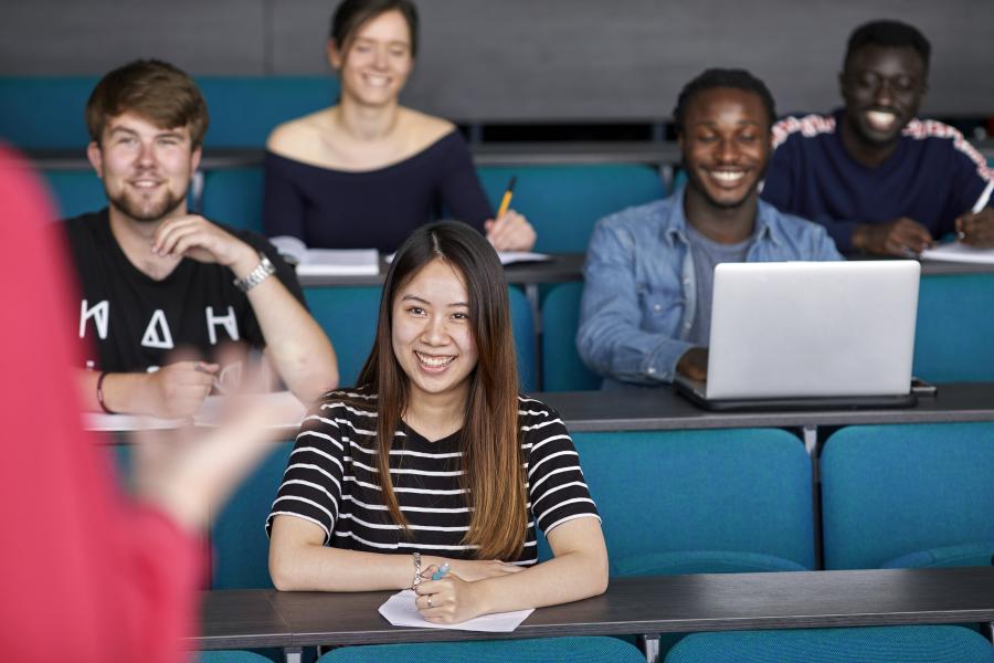 Students in Pontio lecture theatre