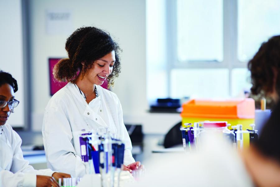 Students in the lab conducting class tests