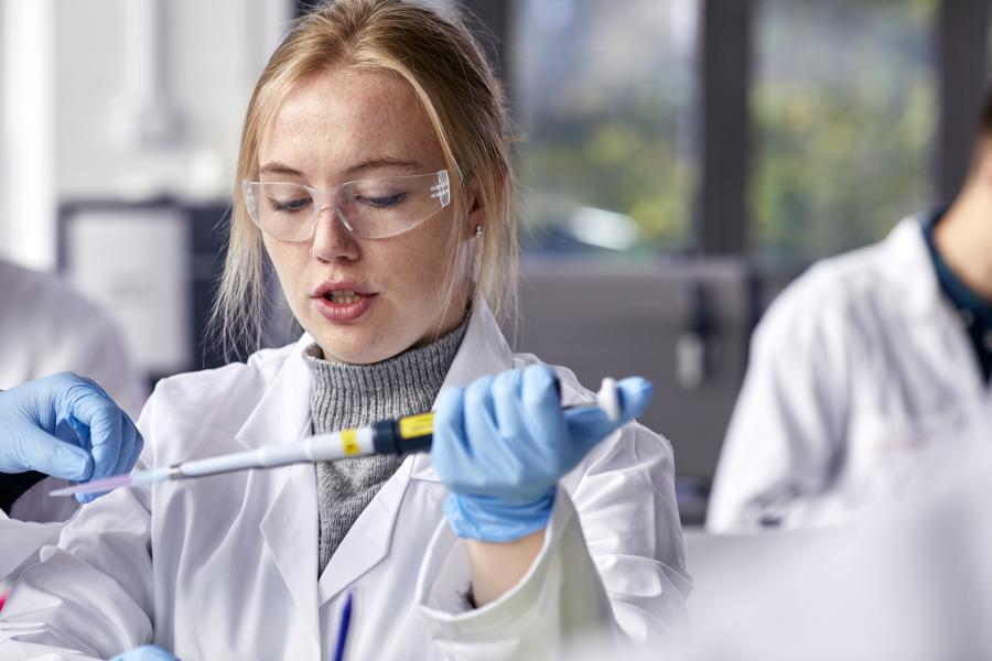 Students in the lab conducting class tests