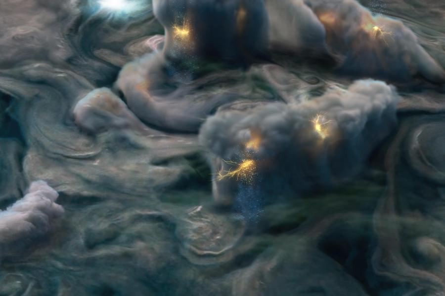 Illustration of stormy clouds of Jupiter