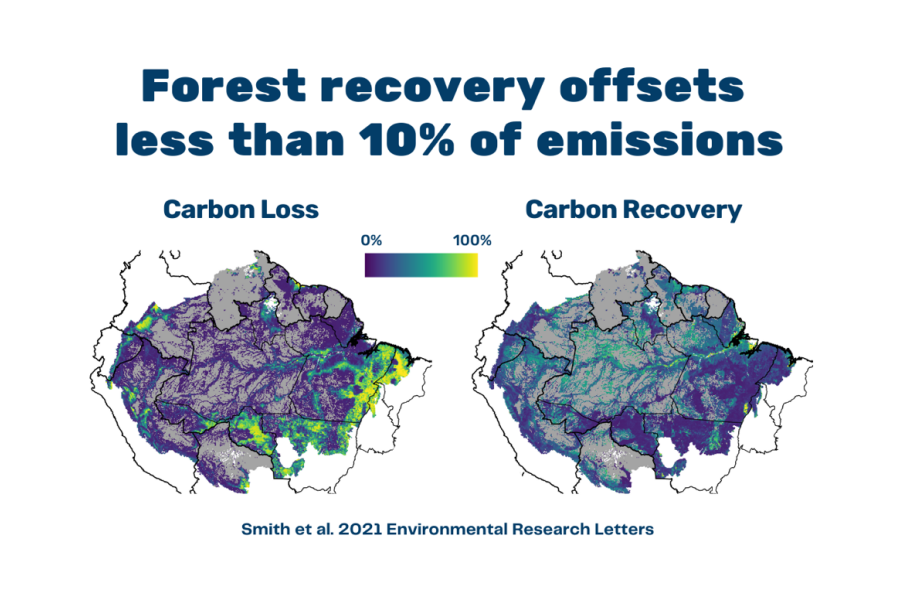 diagram showing forest recovery offsets less than 1-% of emissions