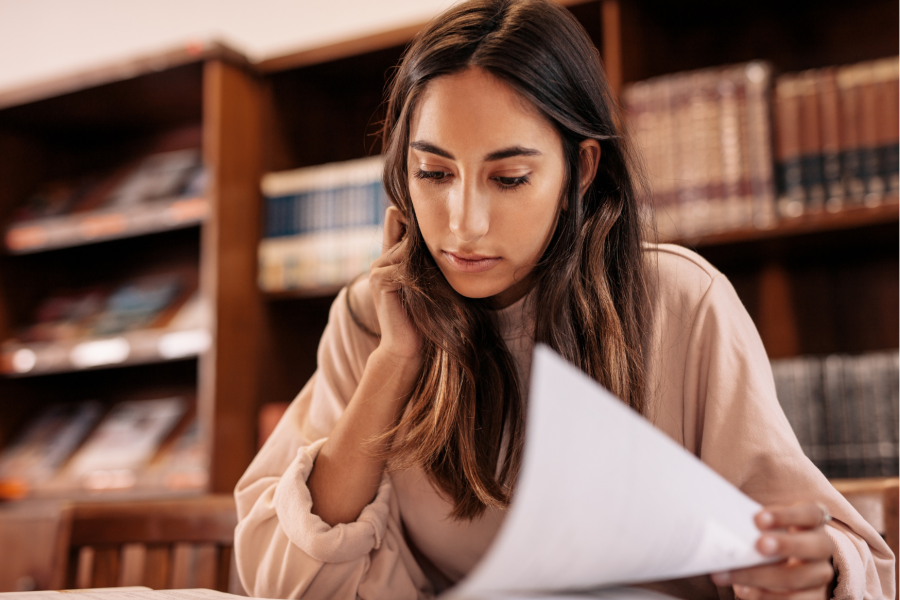 Girls studying in library