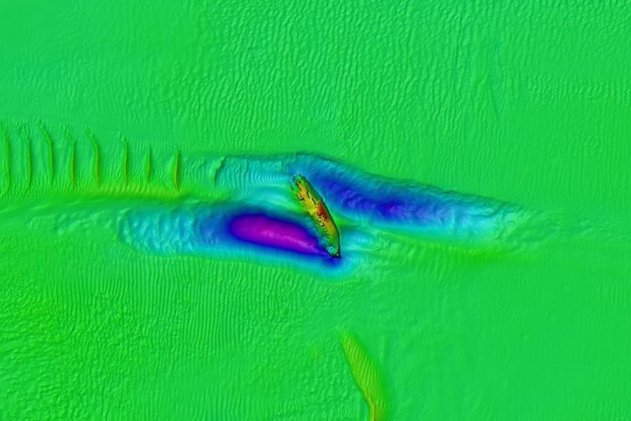 Sonar image of seabed showing Apapa wreck