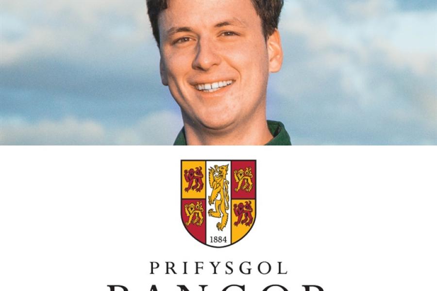 Osian Owen and Bangor University logo