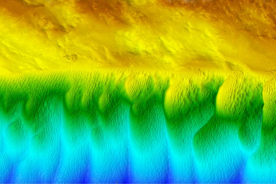coloured waves representing the shape of the seabed