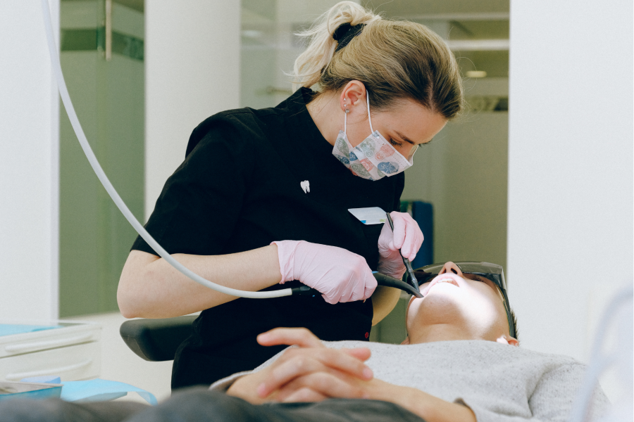 Dental check-up on patient