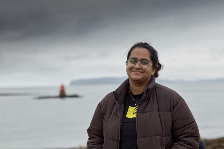 student Akshata Galgali by the sea