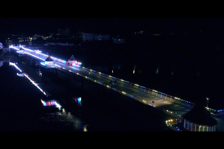 Garth Pier, Bangor, lit up at Christmas