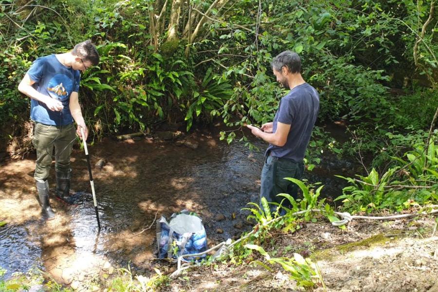 Researchers in the river