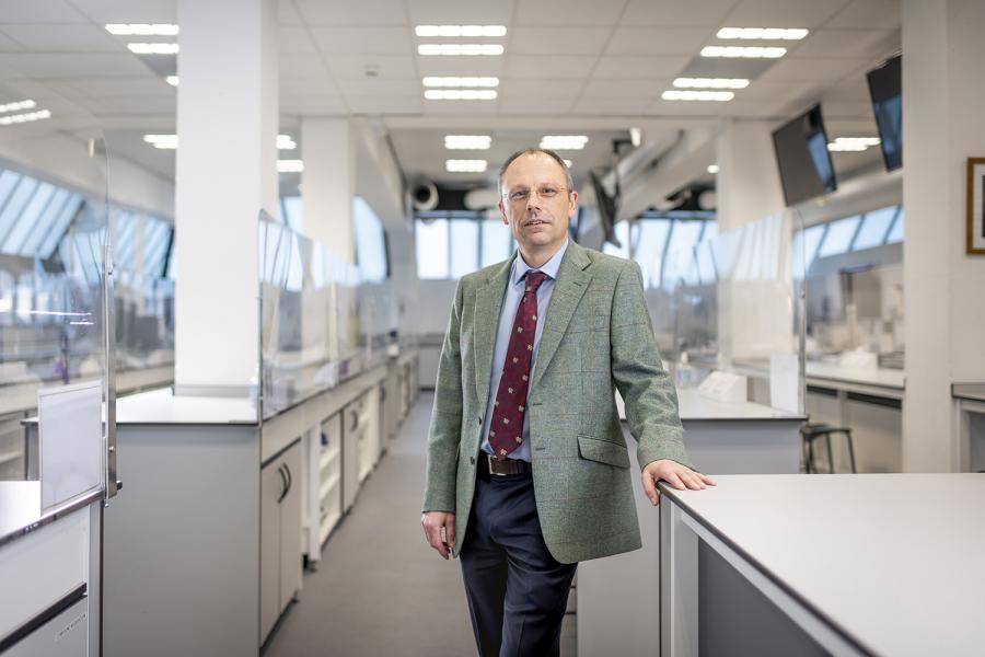 Professor Paul Spencer in a lab at Bangor University