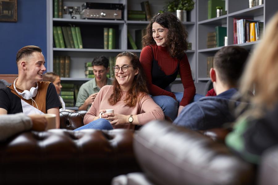 Students socialising in social space