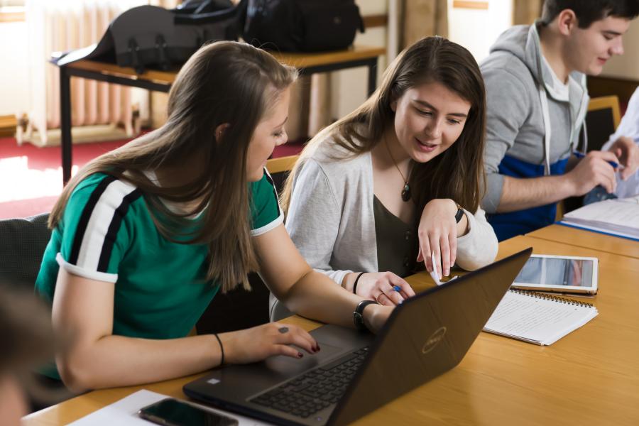 Students studying on laptop