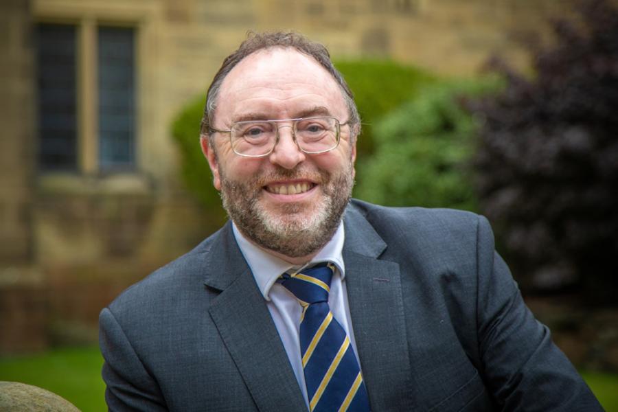 Professor Edmund Burke, Vice Chancellor outside Bangor University