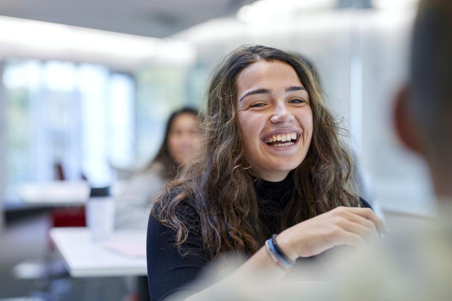 Student laughing