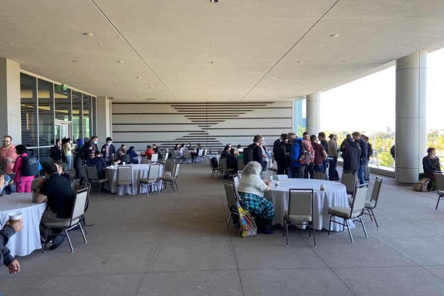 IEEE VIS 2022 conference, people on the refreshment break